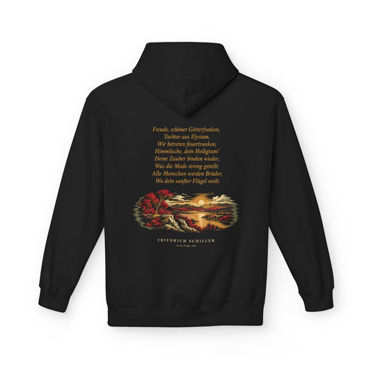 Unisex Fleece Hoodie mit Zitat - Schiller - Freude, schöner Götterfunken – back