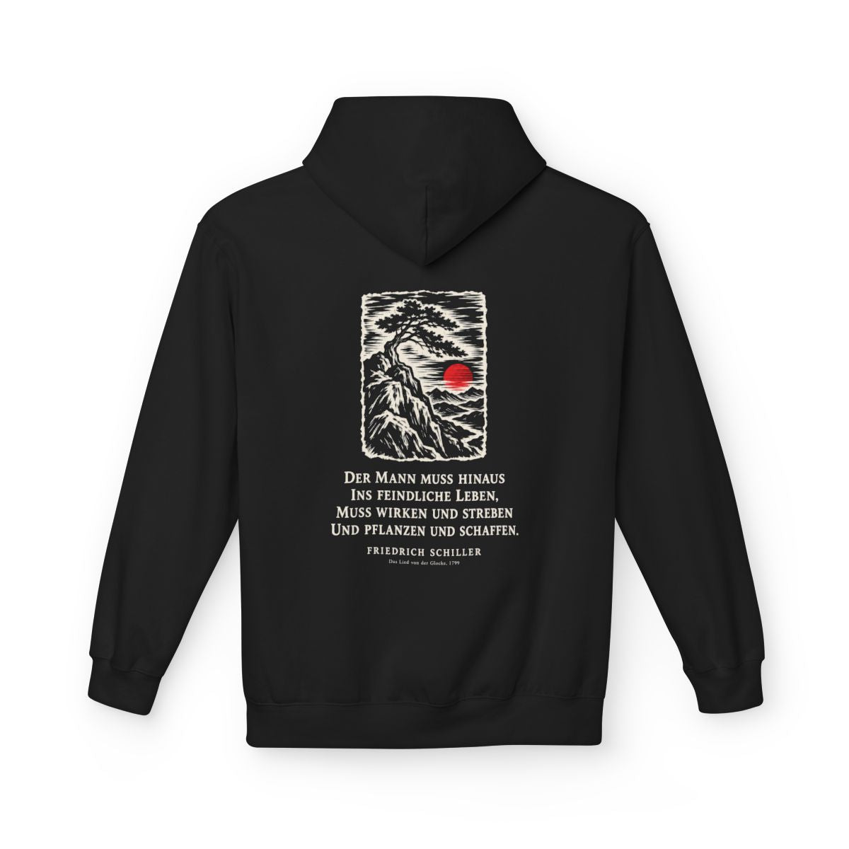 Unisex Fleece Hoodie mit Zitat - Schiller - Der Mann muss hinaus – back