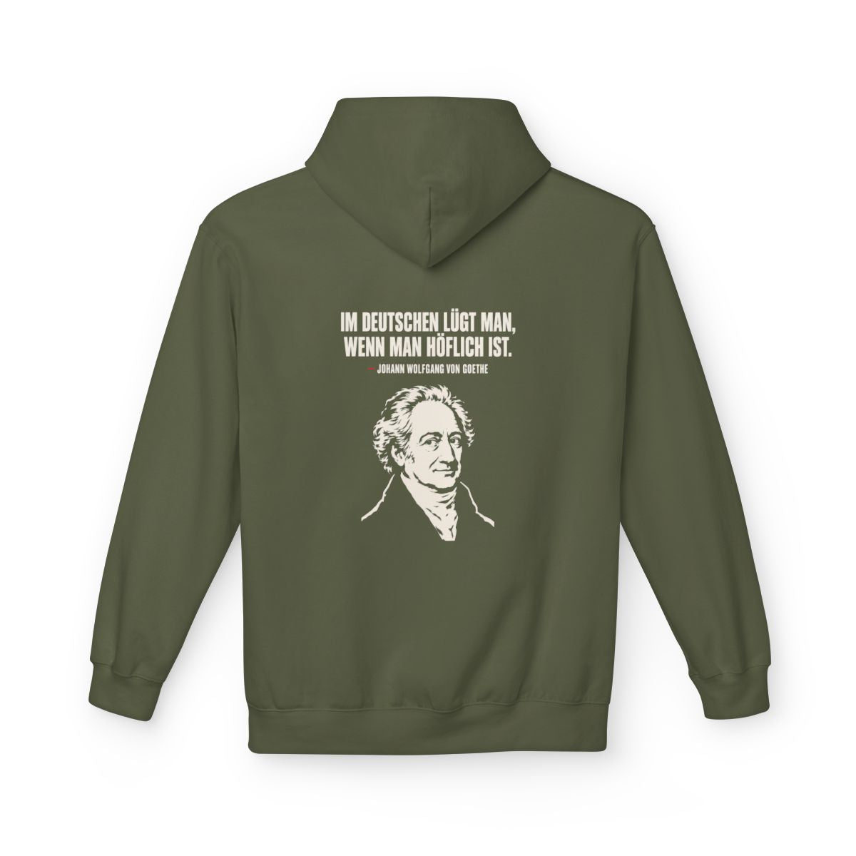 Unisex Fleece Hoodie mit Zitat - Goethe - Im Deutschen lügt man – back
