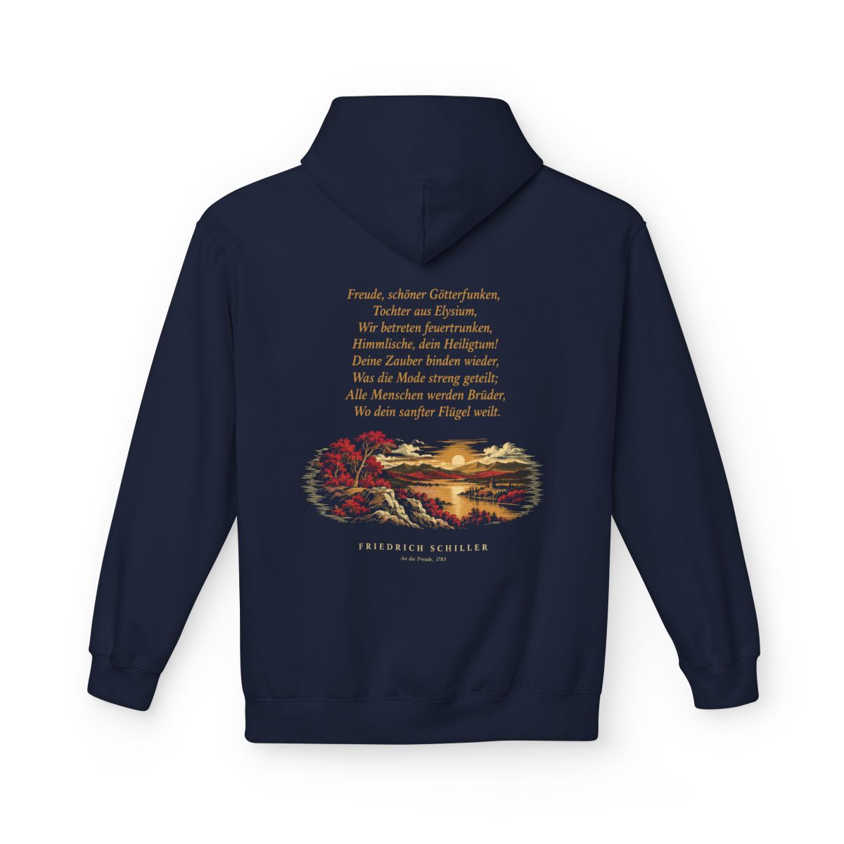 Unisex Fleece Hoodie mit Zitat - Schiller - Freude, schöner Götterfunken – back