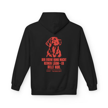 Unisex Fleece Hoodie mit Zitat - Tucholsky - Der eigene Hund macht keinen – back