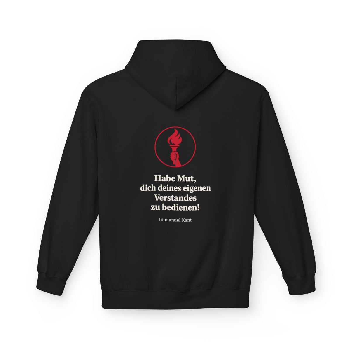 Unisex Fleece Hoodie mit Zitat - Kant - Habe Mut Fackel – back