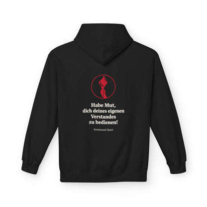 Unisex Fleece Hoodie mit Zitat - Kant - Habe Mut Fackel – back