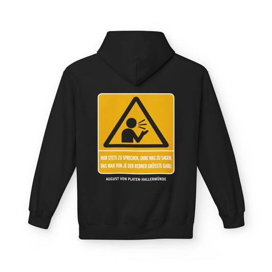 Unisex Fleece Hoodie mit Zitat - Platen-Hallermünde - Nur stets zu sprechen – back