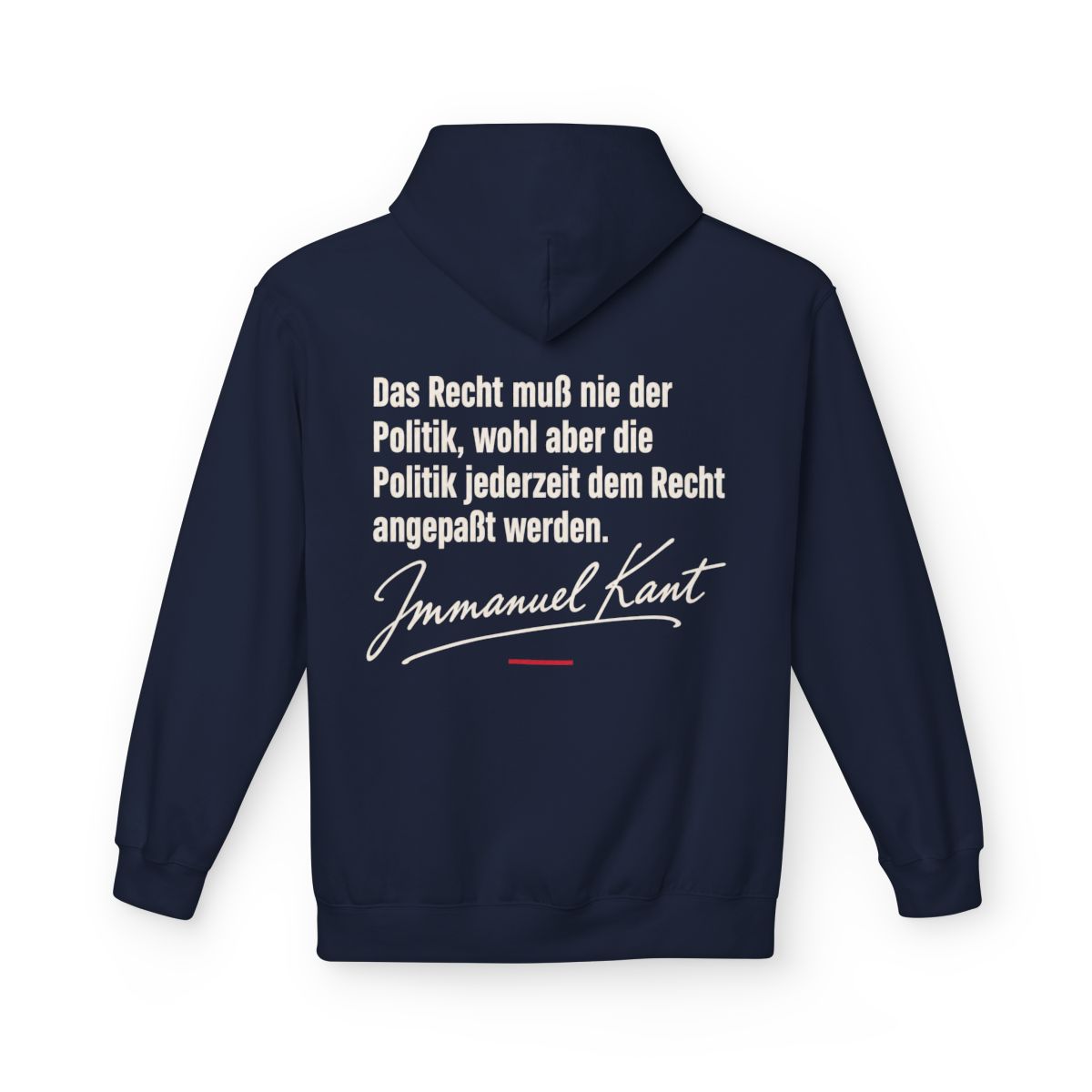 Unisex Fleece Hoodie mit Zitat - Kant - Das Recht muß nie Signatur – back