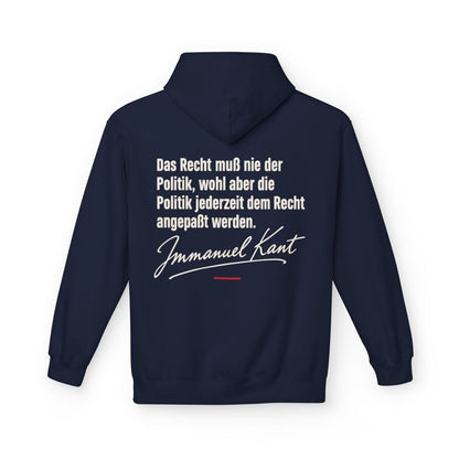 Unisex Fleece Hoodie mit Zitat - Kant - Das Recht muß nie Signatur – back