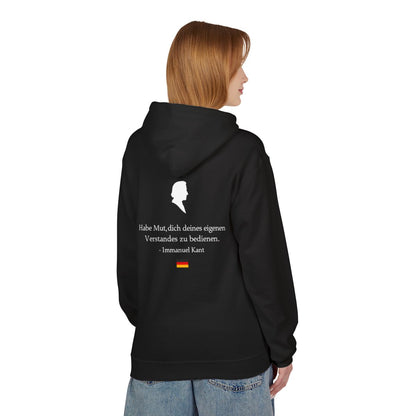 Unisex Fleece Hoodie mit Zitat - Kant - Habe Mut Silhouette – person-1-back