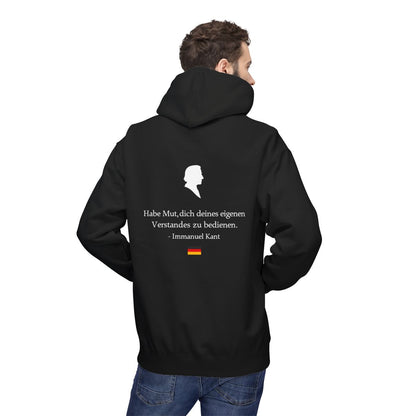 Unisex Fleece Hoodie mit Zitat - Kant - Habe Mut Silhouette – person-2-back