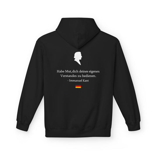 Unisex Fleece Hoodie mit Zitat - Kant - Habe Mut Silhouette – back