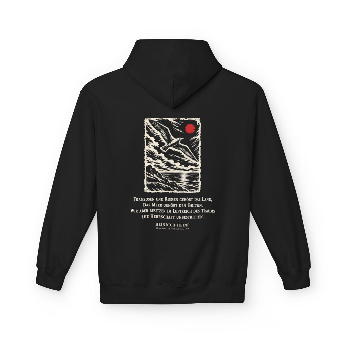 Unisex Fleece Hoodie mit Zitat - Heine - Franzosen und Russen gehört das Land – back