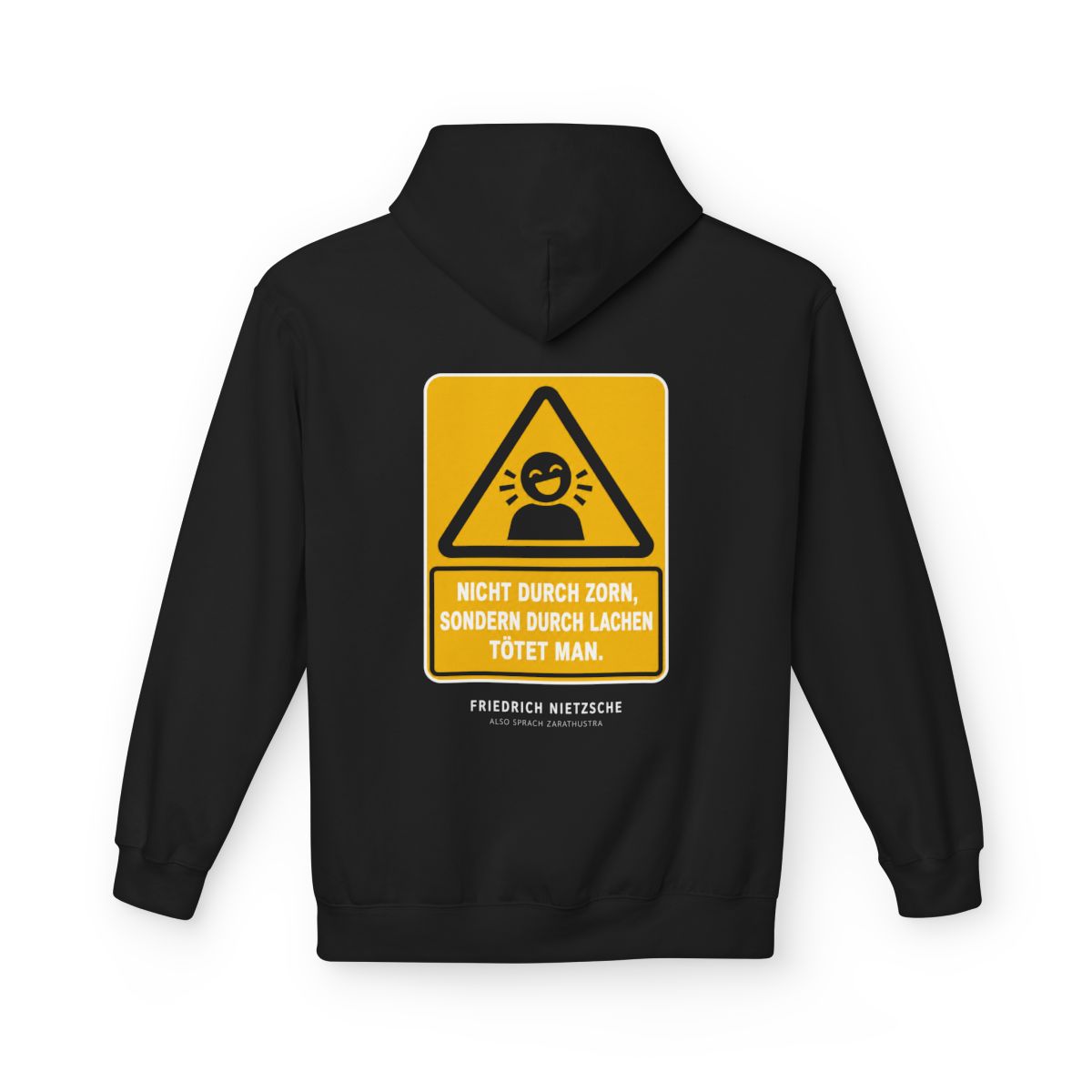 Unisex Fleece Hoodie mit Zitat - Nietzsche - Nicht durch Zorn – back