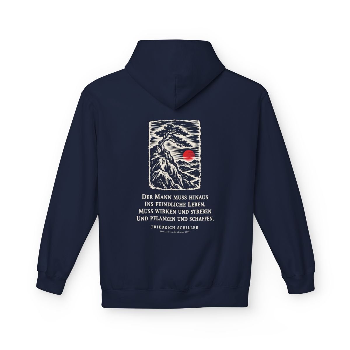 Unisex Fleece Hoodie mit Zitat - Schiller - Der Mann muss hinaus – back