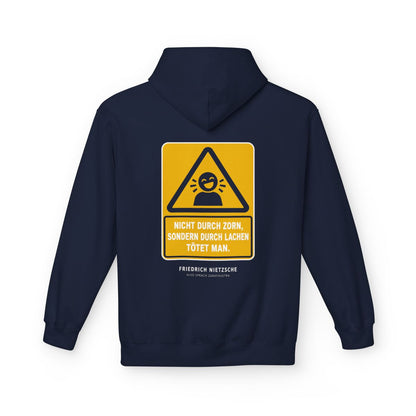 Unisex Fleece Hoodie mit Zitat - Nietzsche - Nicht durch Zorn – back