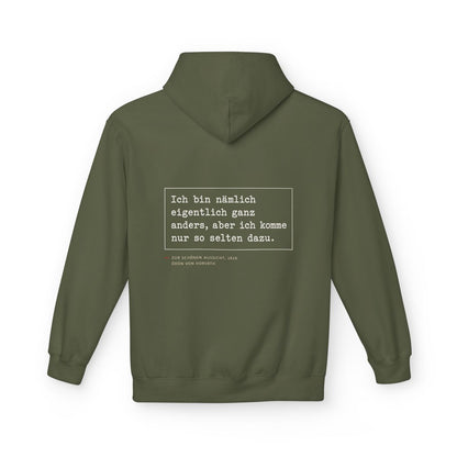 Unisex Fleece Hoodie mit Zitat - Horváth - Eigentlich ganz anders – back
