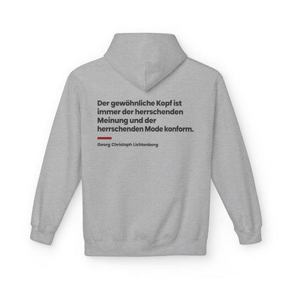 Unisex Fleece Hoodie mit Zitat - Lichtenberg - Der gewöhnliche Kopf ist immer – back