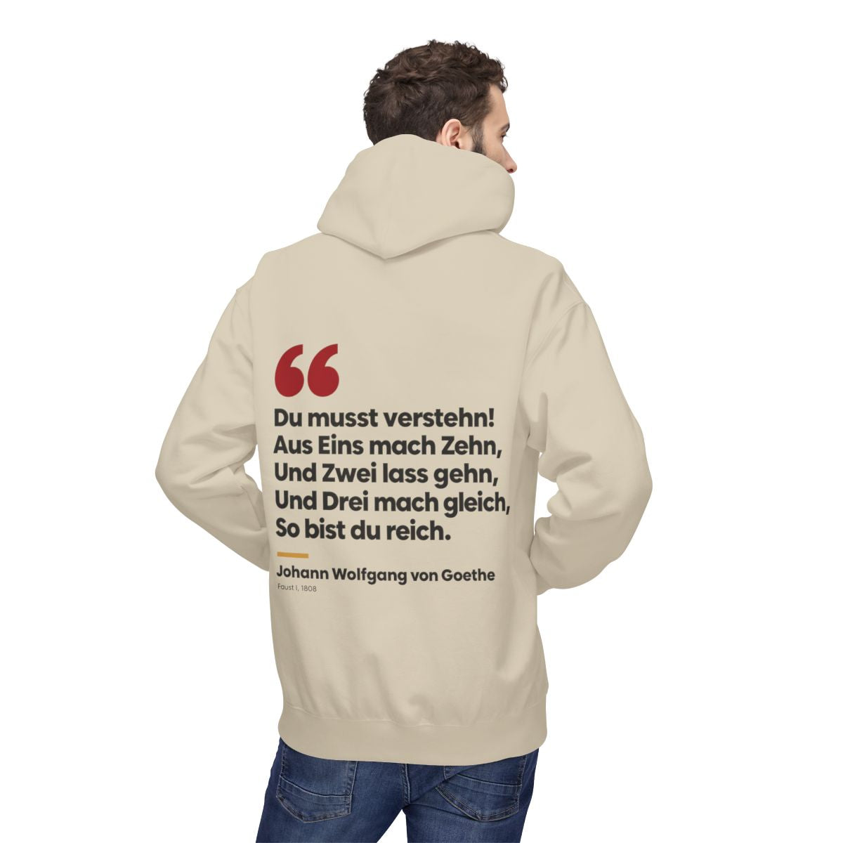 Unisex Fleece Hoodie mit Zitat - Goethe - Du musst verstehn – person-2-back