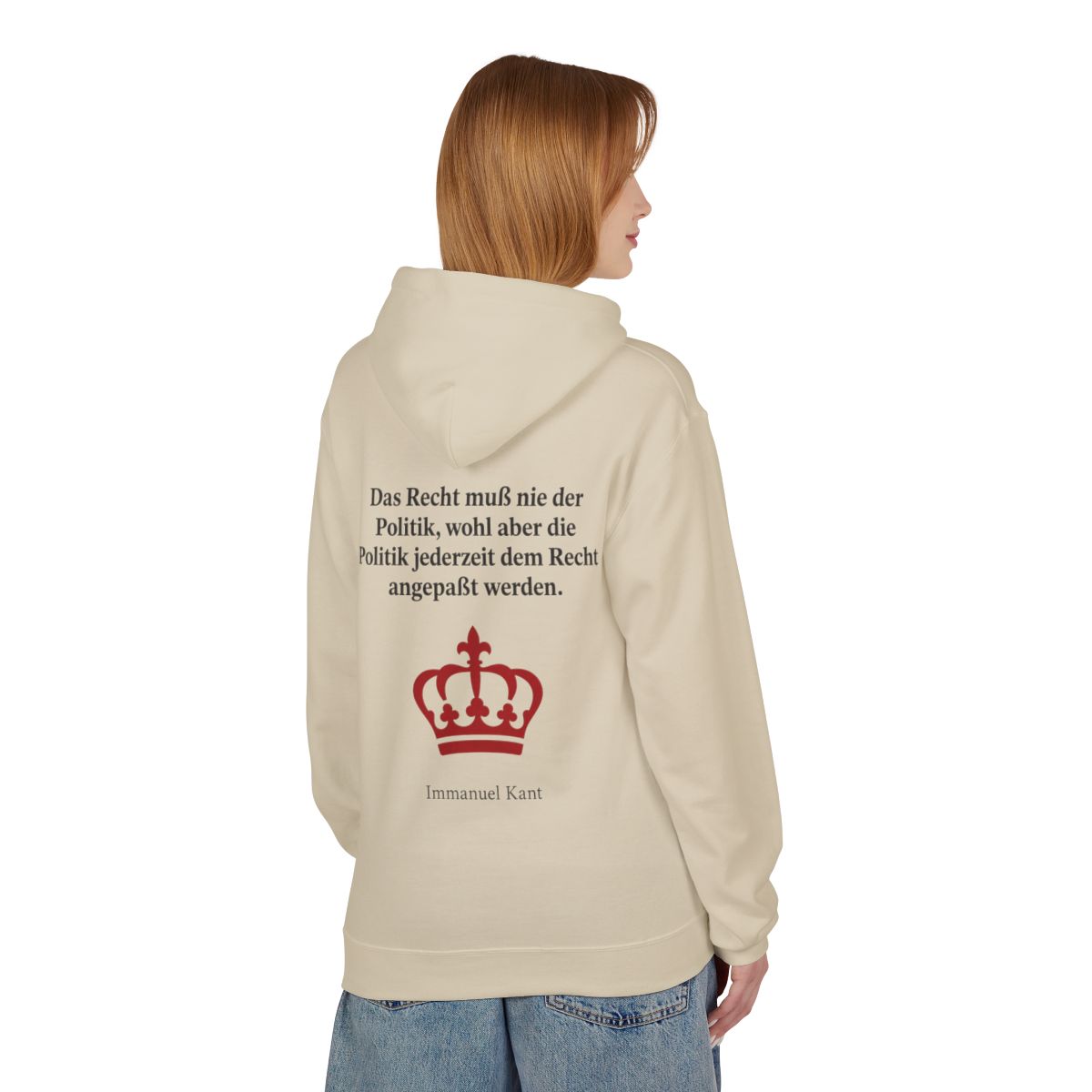 Unisex Fleece Hoodie mit Zitat - Kant - Das Recht muß nie Symbol – person-1-back