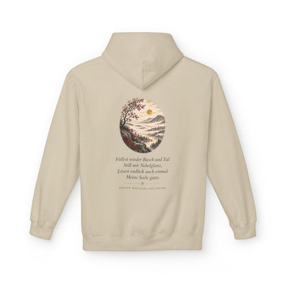 Unisex Fleece Hoodie mit Zitat - Goethe - Füllest wieder Busch und Tal – back