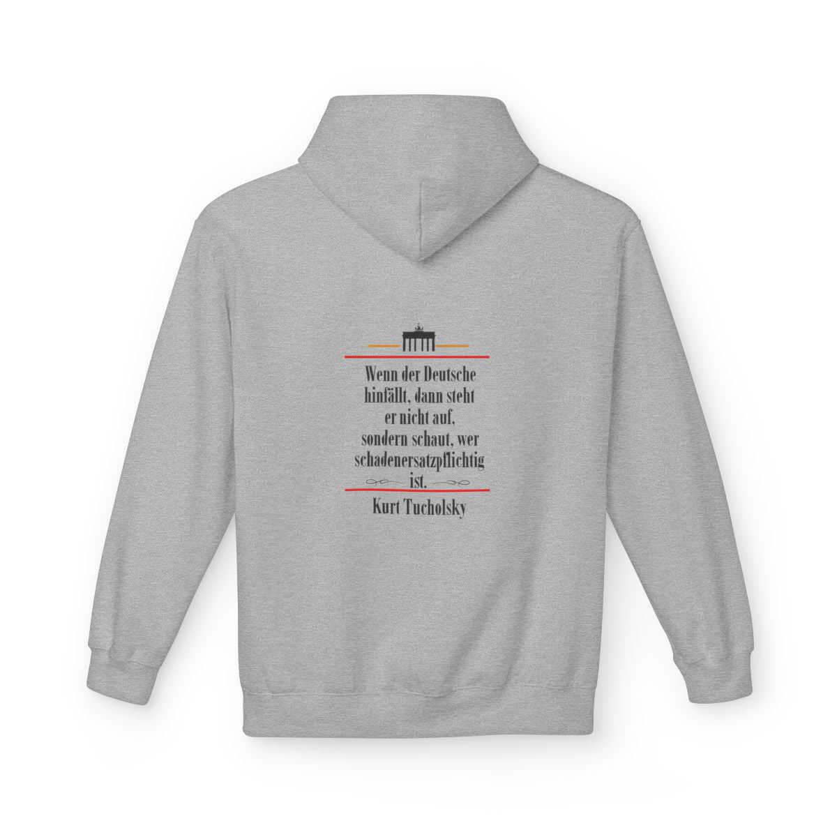 Unisex Fleece Hoodie mit Zitat - Tucholsky - Schadenersatzpflichtig – back