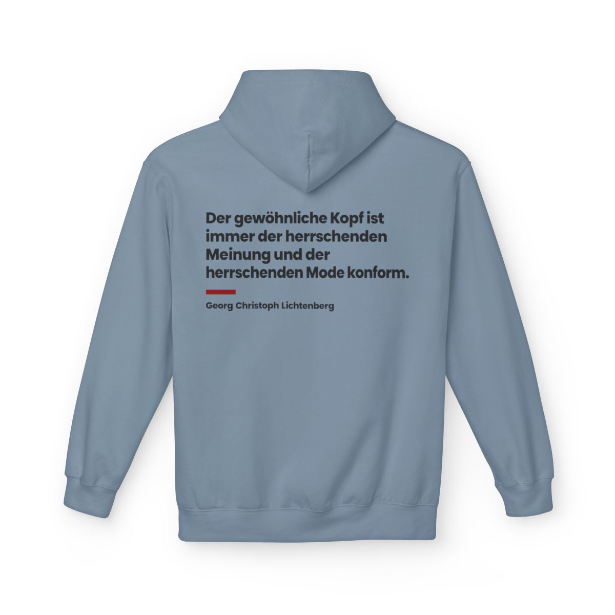 Unisex Fleece Hoodie mit Zitat - Lichtenberg - Der gewöhnliche Kopf ist immer – back