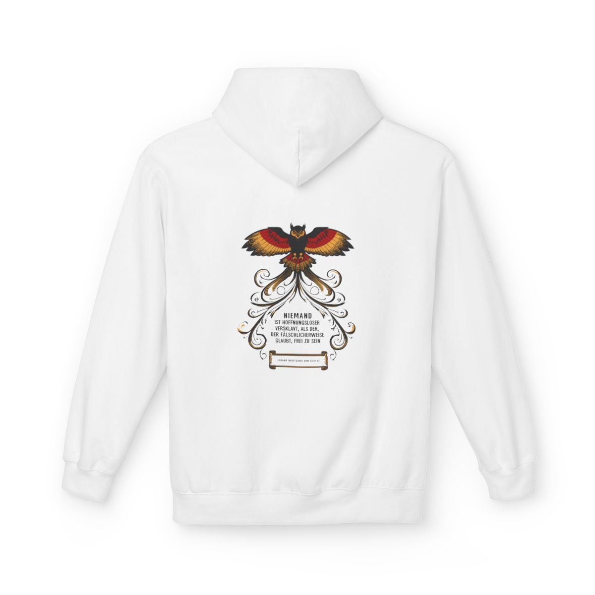 Unisex Fleece Hoodie mit Zitat - Goethe - Hoffnungslos versklavt – back