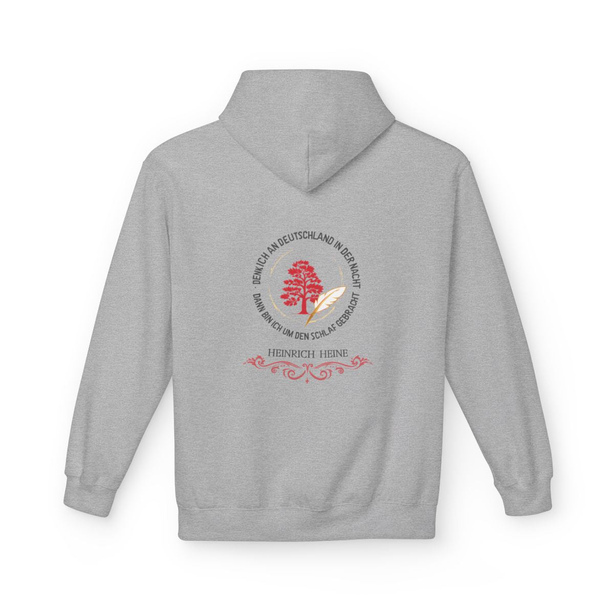 Unisex Fleece Hoodie mit Zitat - Heine - Nachtgedanken Kreis – back