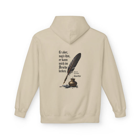 Unisex Fleece Hoodie mit Zitat - Goethe - Er kann mich im Arsche lecken – back