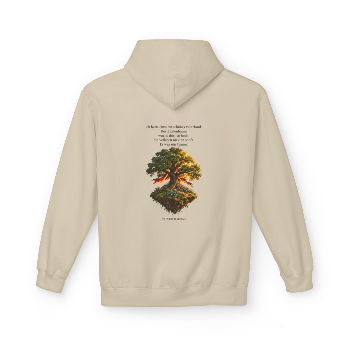 Unisex Fleece Hoodie mit Zitat - Heine - Schönes Vaterland Eiche – back