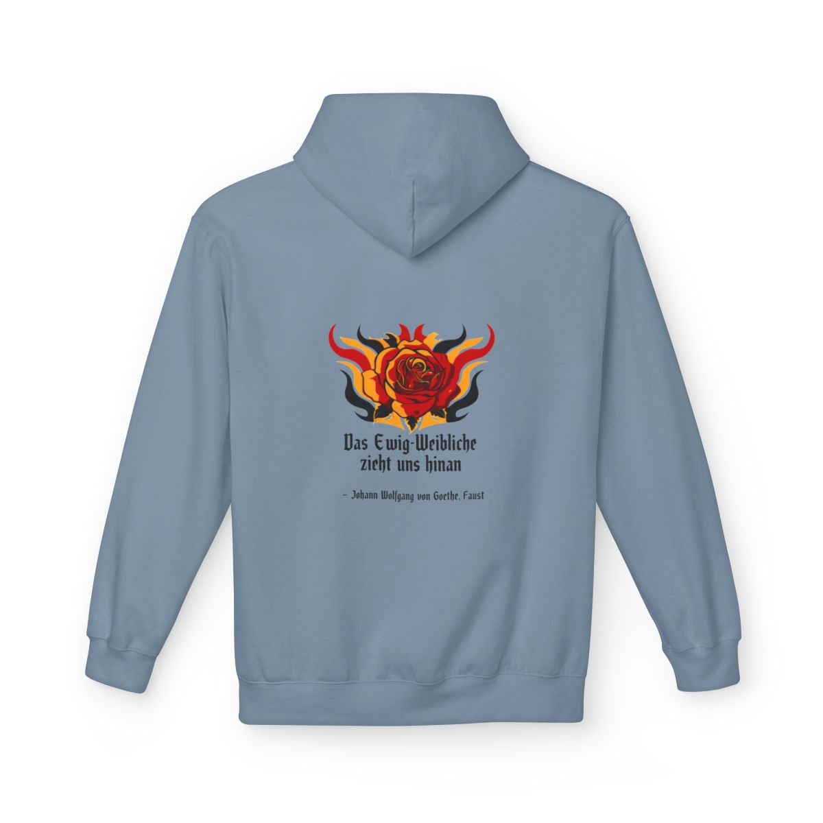 Unisex Fleece Hoodie mit Zitat - Goethe - Das Ewig-Weibliche – back