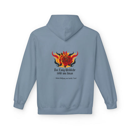 Unisex Fleece Hoodie mit Zitat - Goethe - Das Ewig-Weibliche – back