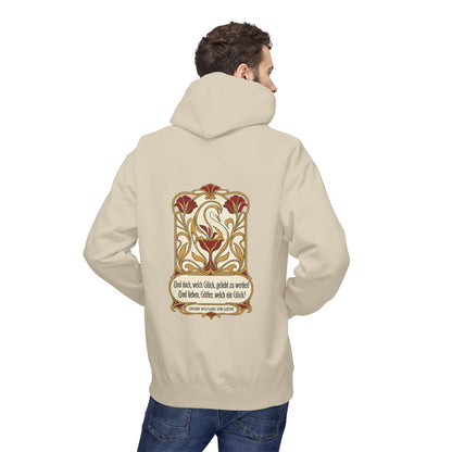 Unisex Fleece Hoodie mit Zitat - Goethe - Und doch, welch Glück, geliebt zu werden – person-2-back