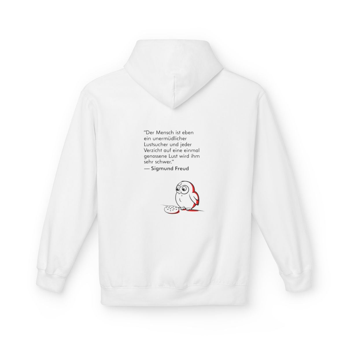 Unisex Fleece Hoodie mit Zitat - Freud - Unermüdlicher Lustsucher – back