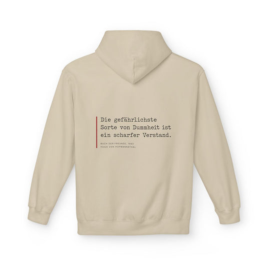 Unisex Fleece Hoodie mit Zitat - Hofmannsthal - Ein scharfer Verstand – back