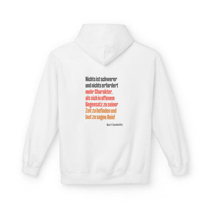 Unisex Fleece Hoodie mit Zitat - Tucholsky - Laut Nein sagen – back