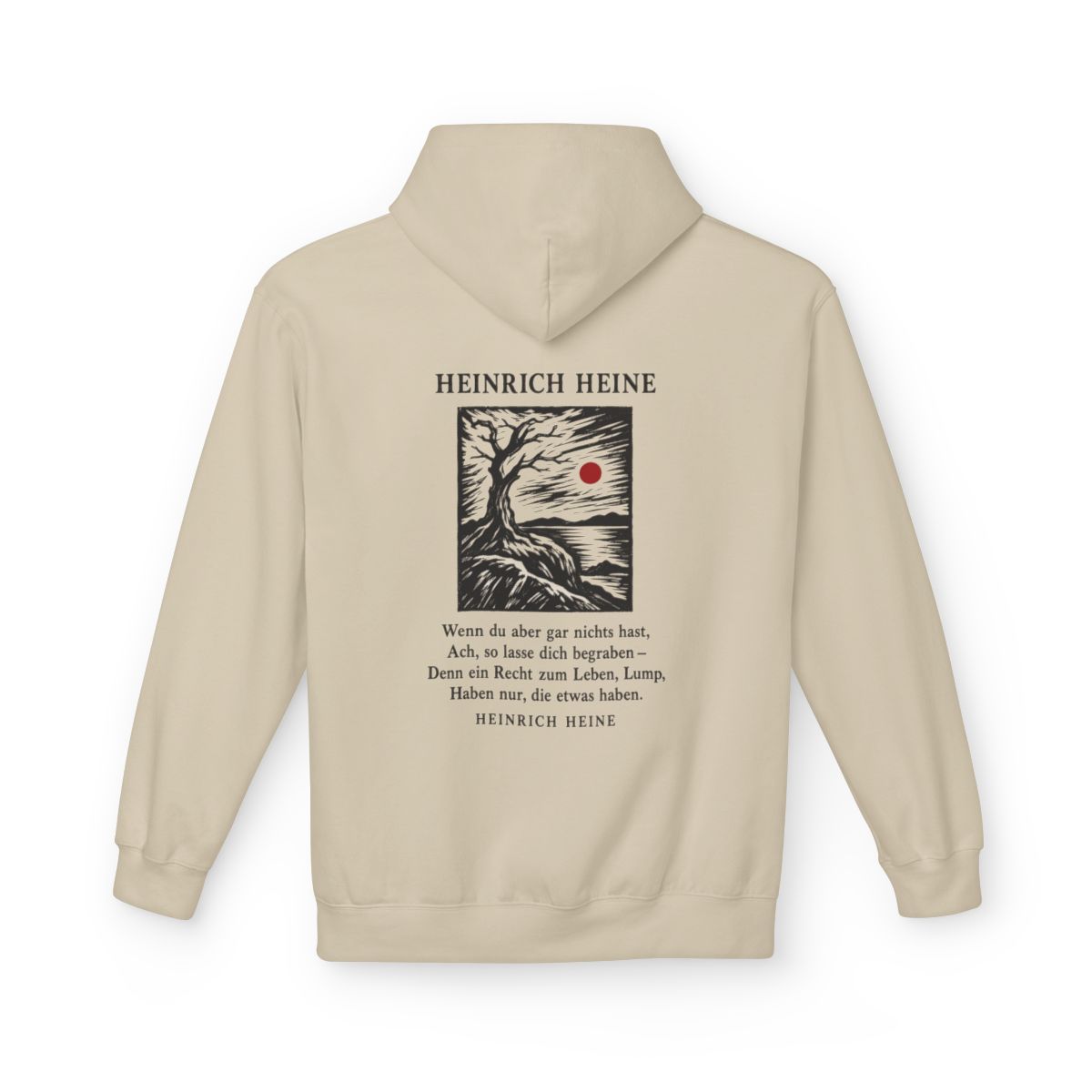 Unisex Fleece Hoodie mit Zitat - Heine - Wenn du aber gar nichts hast – back
