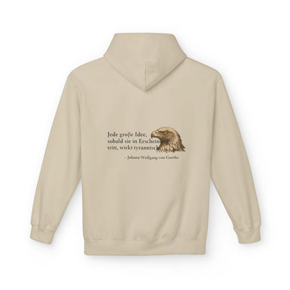 Unisex Fleece Hoodie mit Zitat - Goethe - Große Idee – back