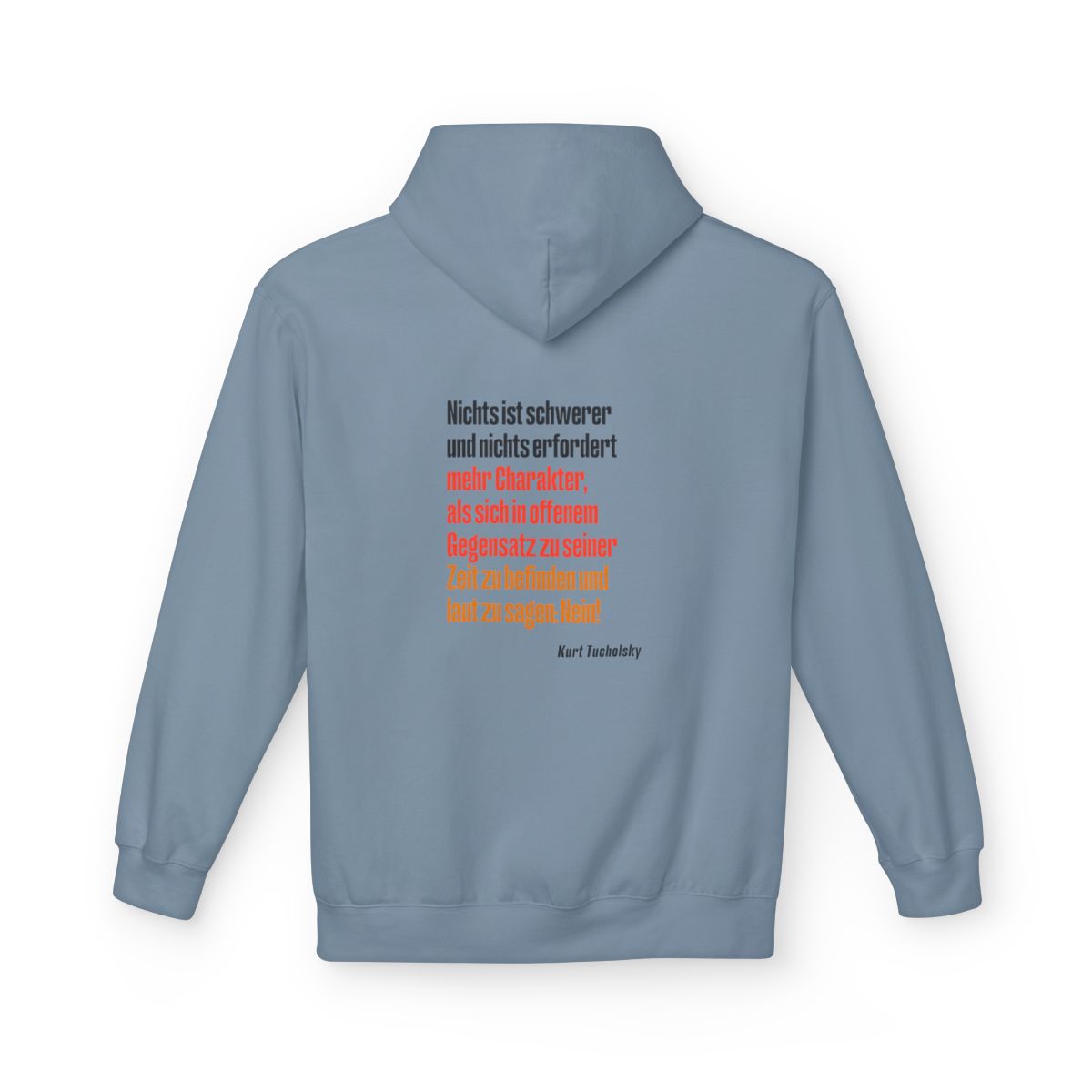 Unisex Fleece Hoodie mit Zitat - Tucholsky - Laut Nein sagen – back