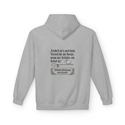 Unisex Fleece Hoodie mit Zitat - Goethe - Schäfer ein Schaf – back