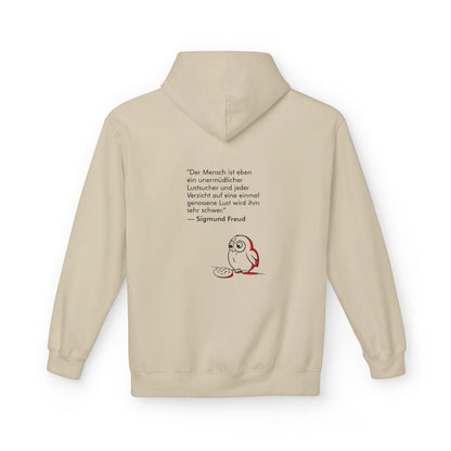 Unisex Fleece Hoodie mit Zitat - Freud - Unermüdlicher Lustsucher – back