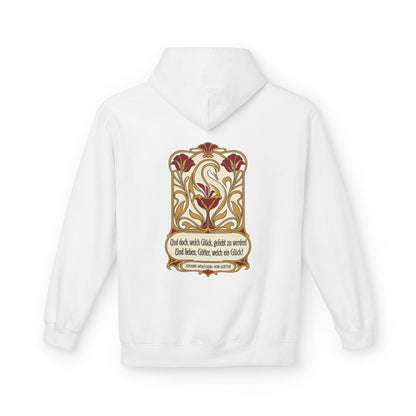 Unisex Fleece Hoodie mit Zitat - Goethe - Und doch, welch Glück, geliebt zu werden – back
