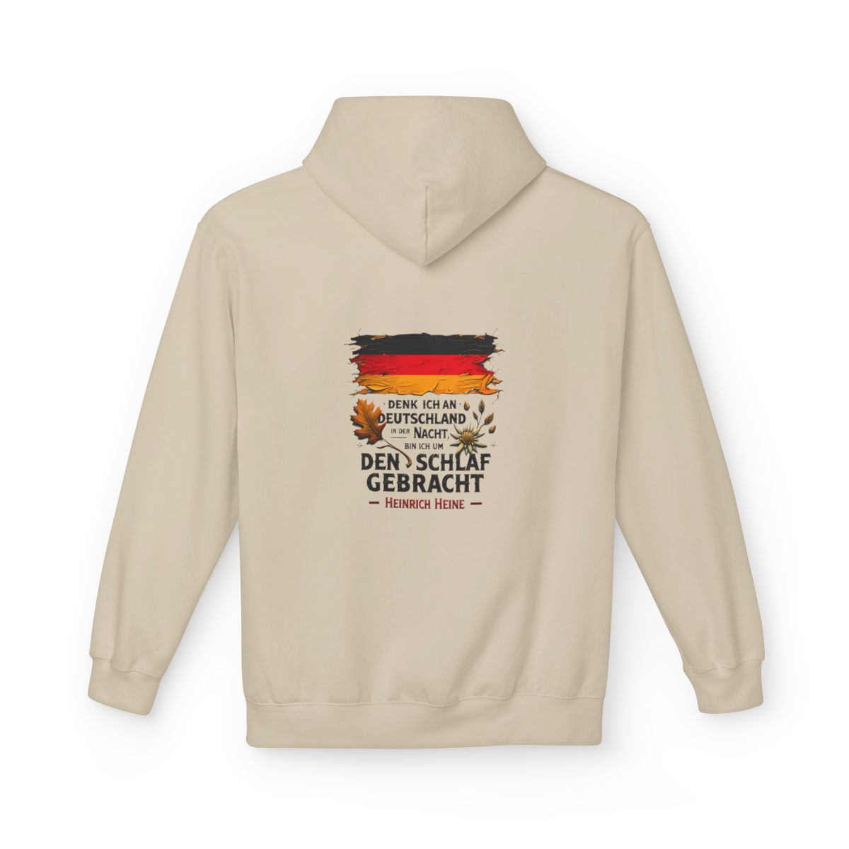 Unisex Fleece Hoodie mit Zitat - Heine - Nachtgedanken Flagge – back