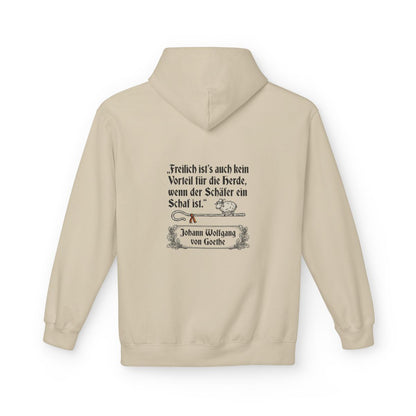 Unisex Fleece Hoodie mit Zitat - Goethe - Schäfer ein Schaf – back