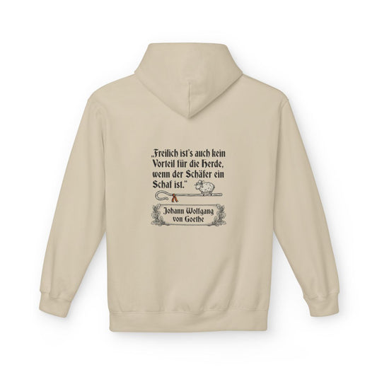 Unisex Fleece Hoodie mit Zitat - Goethe - Schäfer ein Schaf – back