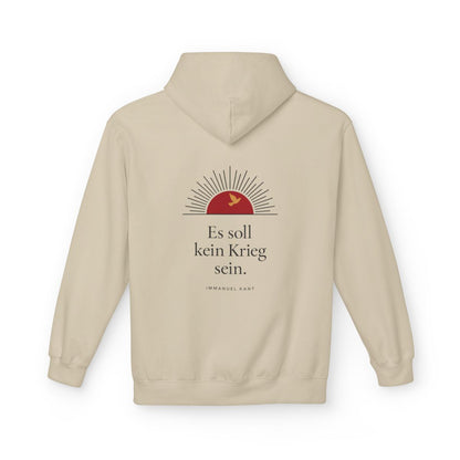 Unisex Fleece Hoodie mit Zitat - Kant - Es soll kein Krieg sein Sonne – back