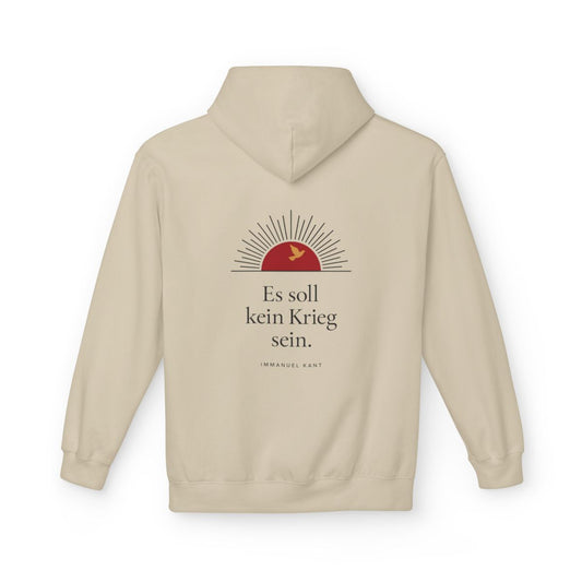 Unisex Fleece Hoodie mit Zitat - Kant - Es soll kein Krieg sein Sonne – back