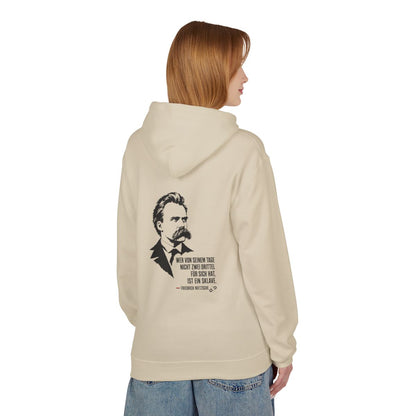 Unisex Fleece Hoodie mit Zitat - Nietzsche - Zwei Drittel für sich – person-1-back