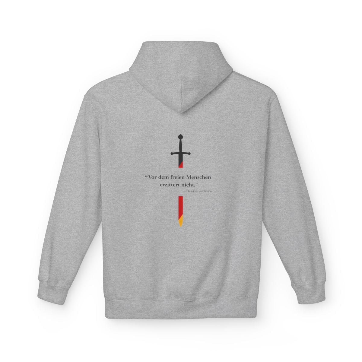 Unisex Fleece Hoodie mit Zitat - Schiller - Vor dem freien Menschen – back