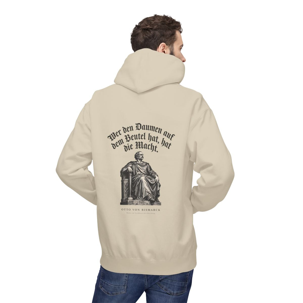 Unisex Fleece Hoodie mit Zitat - Bismarck - Wer den Daumen – person-2-back