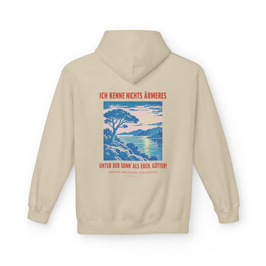 Unisex Fleece Hoodie mit Zitat - Goethe - Ich kenne nichts Ärmeres – back