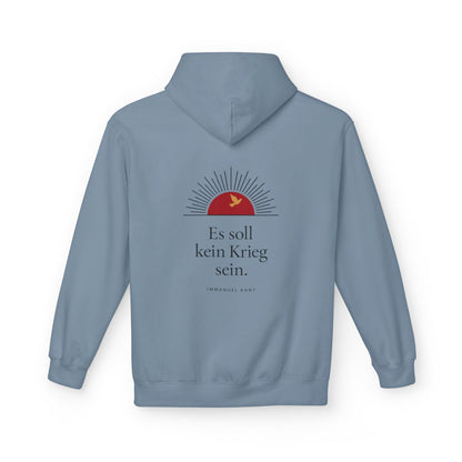 Unisex Fleece Hoodie mit Zitat - Kant - Es soll kein Krieg sein Sonne – back